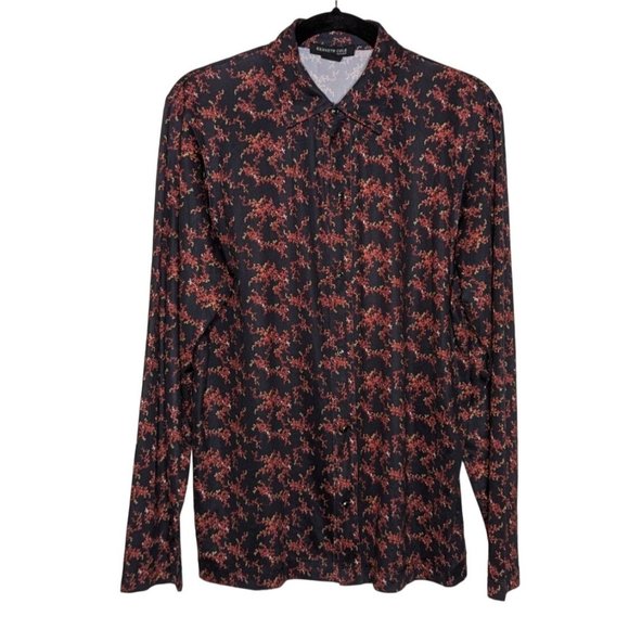 Kenneth Cole New York long sleeve polyester snap button Mod Mens Shirt size L‎ - Picture 1 of 7